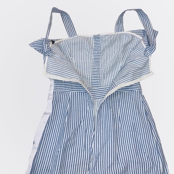 Zara blue white striped jumpsuit with ruffles size XS - Picture 10 of 16